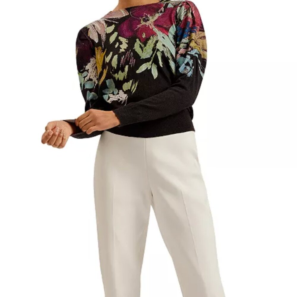 Ted Baker Pleated Long Sleeve Printed Sweater New Without Tags - Picture 3 of 9